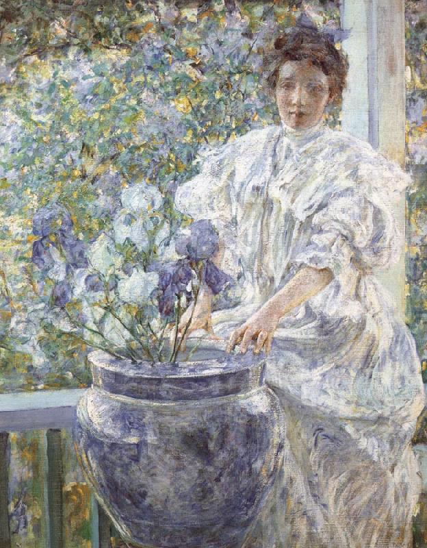 Woman with a Vase of Irises, Robert Reid